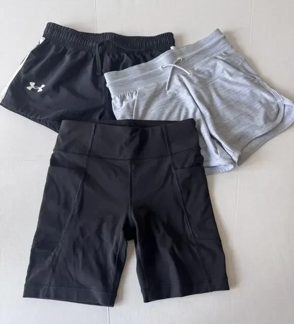 Athleta Girl Under Armour All in Motion Shorts Bundle Size 8 M Bike Shorts