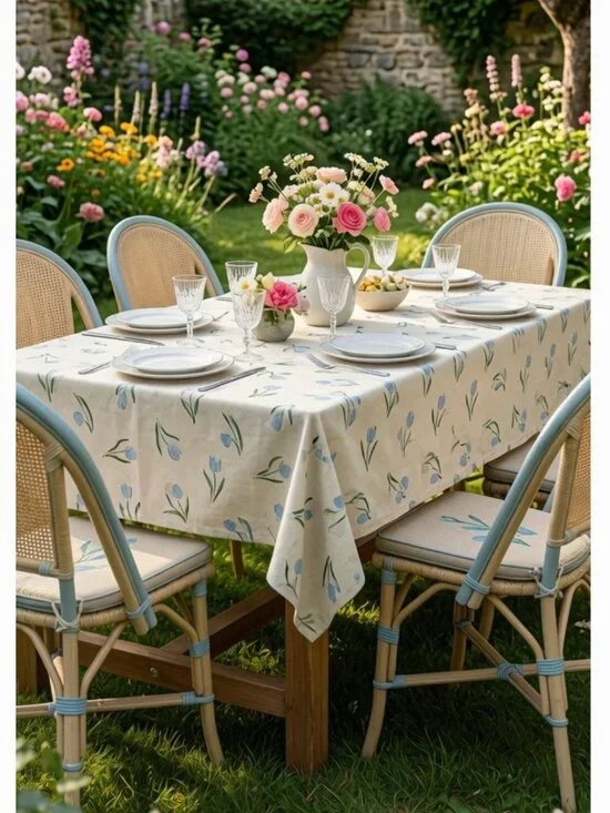 Vintage 80's Better Home Flannel Back Tablecloth 52