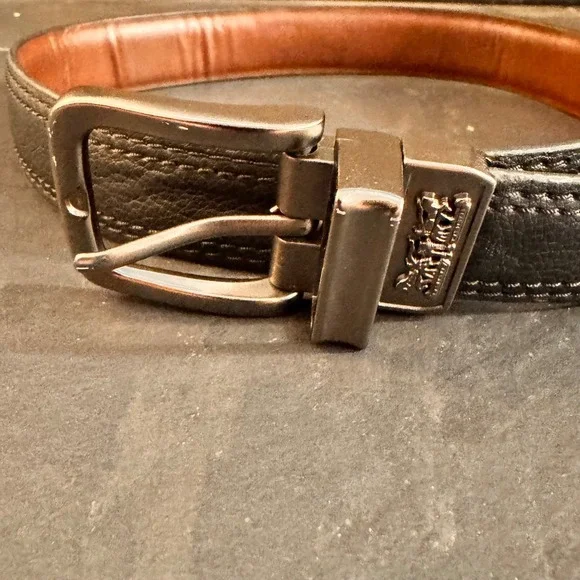 Levi's Reversible Belt Black‎ Brown Faux Leather Silver Buckle Mens 36-38