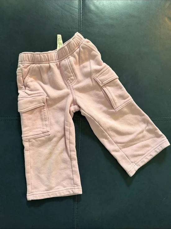 Kids Cozy Cargo Sweatpants - Light Pink