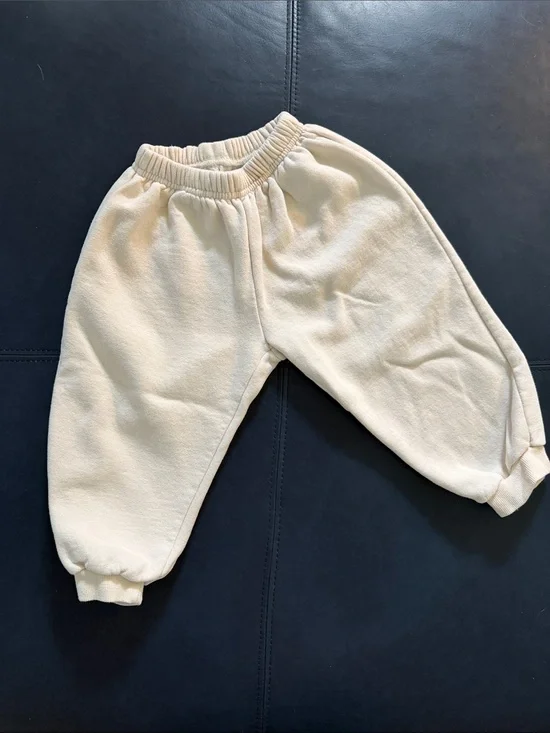 Kids Cream Elastic Waist Sweatpants
