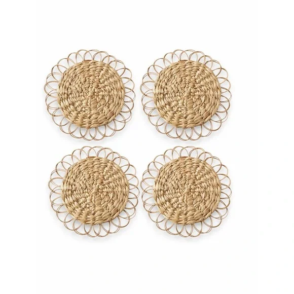 My Texas House 4pc Rattan Placemat Charger Set - Brown 15 In Woven‎ Round