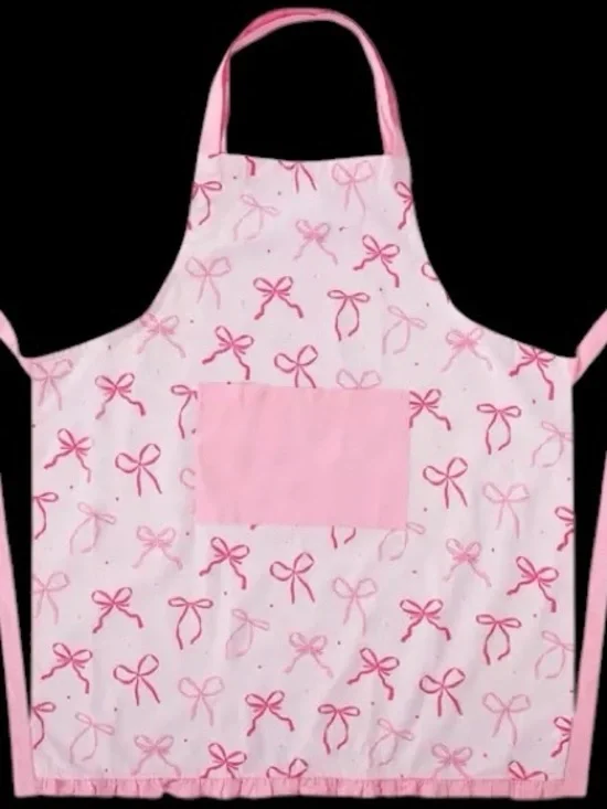 New Pink Bows Ruffled Apron