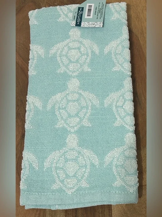 NEW Coastal Sea Turtles Kitchen Dish Towels Aqua Blue Hobby Lobby Set of 2