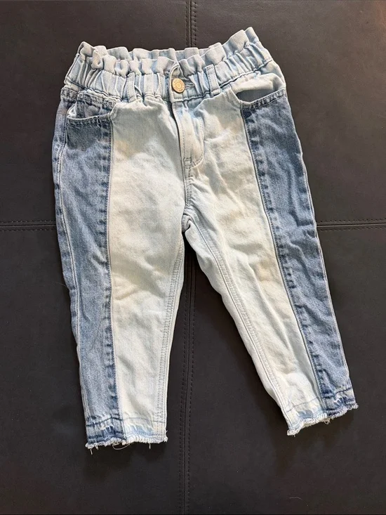 Kids Two-Tone Denim Jogger Pants - Light & Medium Blue