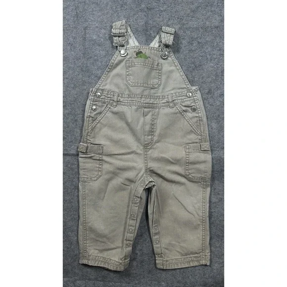 Vintage Gymboree Khaki Beetle Bug Overalls Baby Boys 9-12 M Pockets