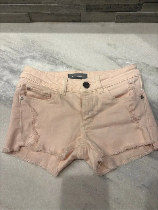 DL1961 Girls Blush Pink Distressed Denim Cutoff Shorts
