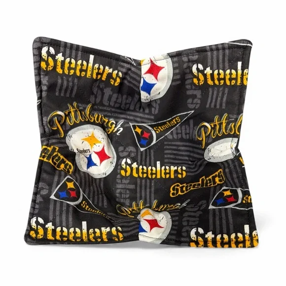 Hand Crafted Bowl Cozy Bowl Microwavable  Cotton Padded Pittsburgh Steelers