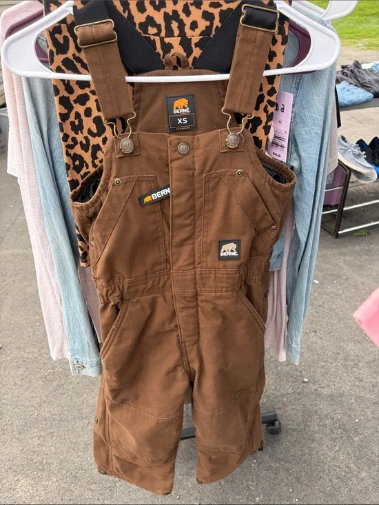 Berne Kids Brown Insulated Overalls with Adjustable Straps XS