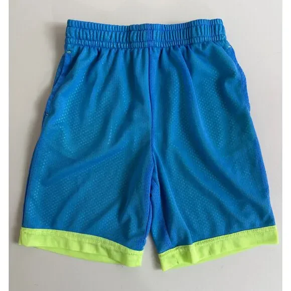 Athletic Works Boys Mesh Shorts Blue Green Pockets Size L Large (10-12)