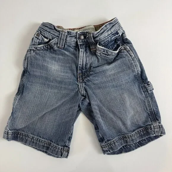 Gap Kids Boys Denim Carpenter Blue Jean Shorts 100% Cotton Size 7 Slim