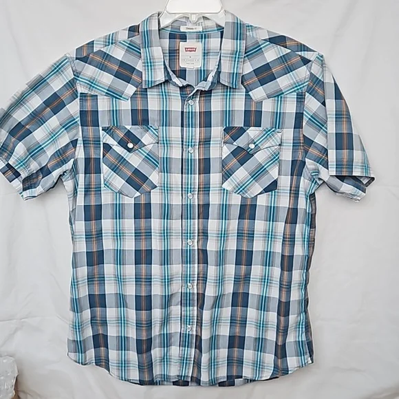 Levi's western check shirt with pearl snaps XL