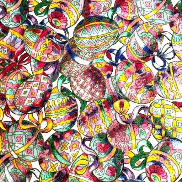 Vintage Easter Egg Printed Cotton Tablecloth 65