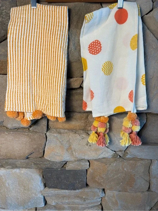 New🌟Anthropologie-Pom-Pom Cotton Kitchen Towels