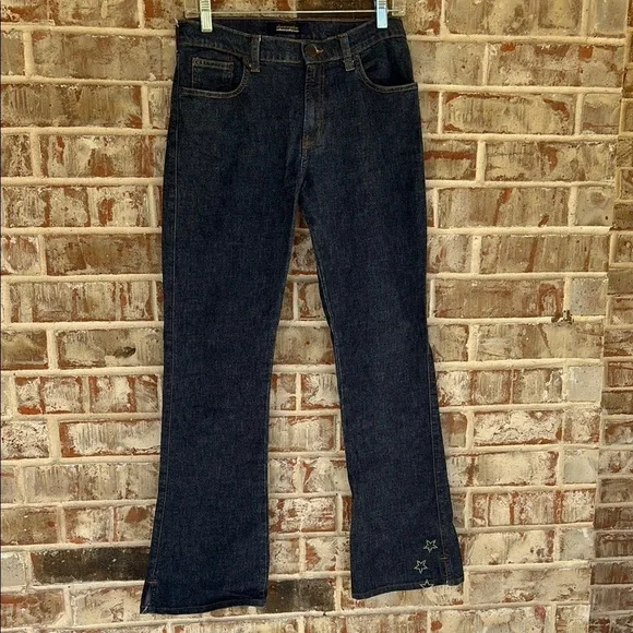 Abercrombie & Fitch Dark Blue Flare Jeans with Stars at hem