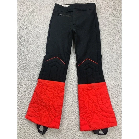 Vintage Profile Ski Pants Youth 12 Black Red Wool‎ Blend Stirrup Insulated