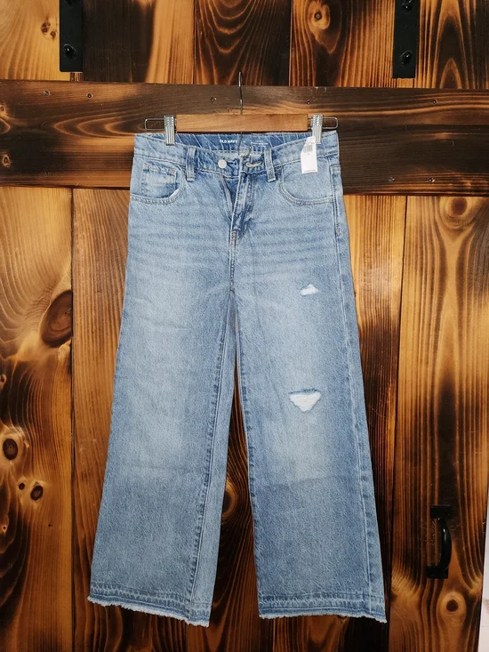 Old Navy Light Blue Distressed Wide-Leg Kids Jeans