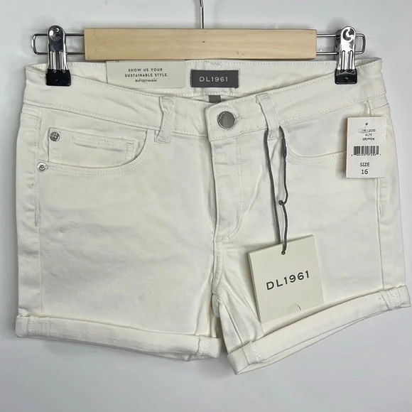 DL 1961 GIRL’S PIPER DENIM GRIFFON CUFFED SHORTS NWT SZ 16