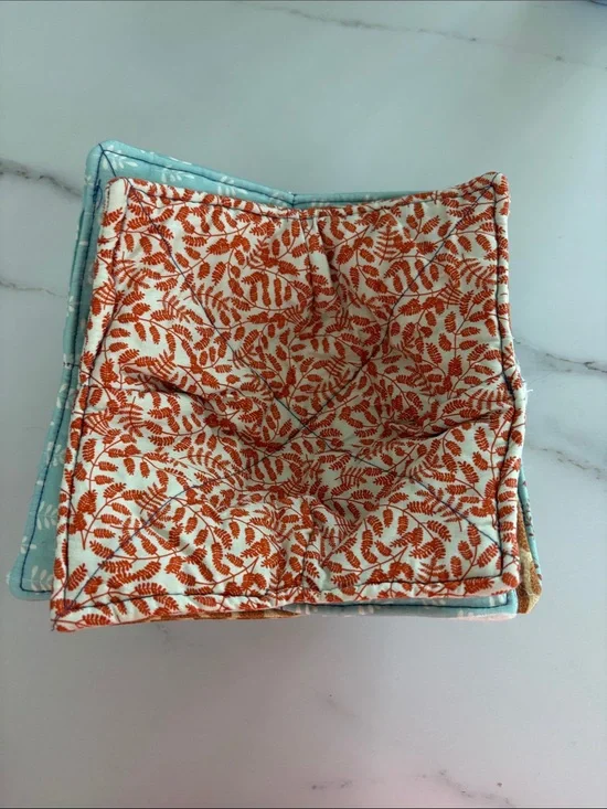 Handmade set up four bowl cozies microwavable great for hot or cold‎ foods