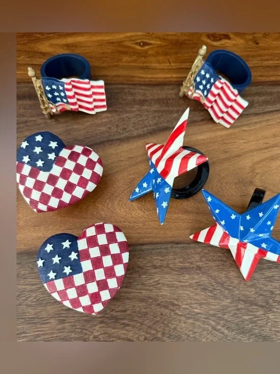 Vintage American Flag Napkin holders cottage core Ralph Lauren style farmhouse