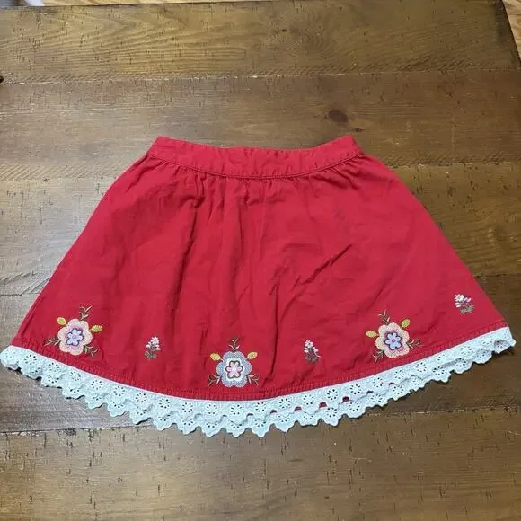 Hanna Andersson Red Embroidered Skirt Size 5