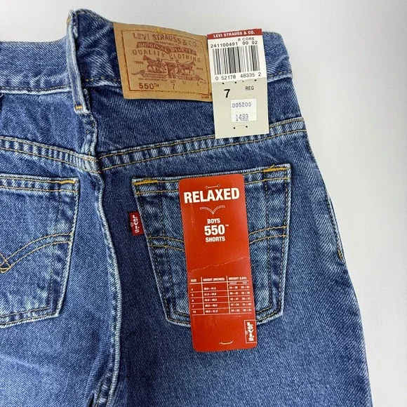 Vintage 90s Levis Boys Denim Shorts Size 7 Blue NWT NOS Y2K