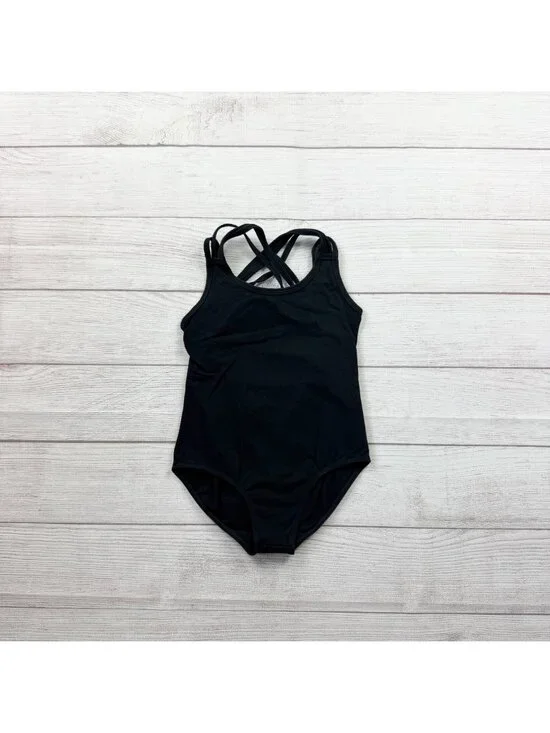 Arshiner Girls Black Strappy Back Dance Leotard 130 6-7