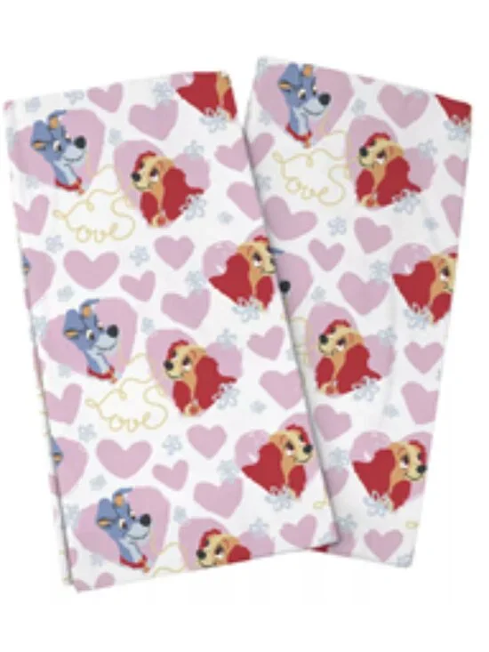 NWT~ Disney's Lady and The Tramp 2-Pack Valentine's Theme Cotton Kitchen Towels