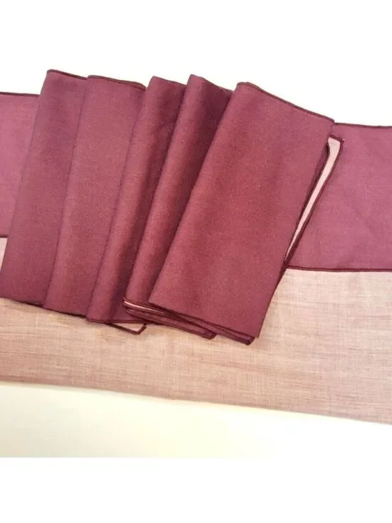 Burgundy Linen Napkin Set 6 Piece Elegant