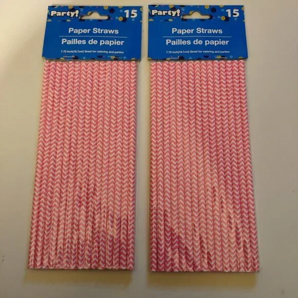 30 PARTY! -COLORFUL PAPER STRAWS- 2 PACKS-NEW