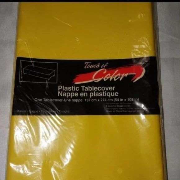 YELLOW PLASTIC TABLECOVER- ONE  COVER -NEW