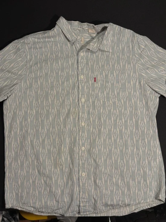 Levi's Pale Blue Ikat-Pattern Short-Sleeve Button-Down Shirt
