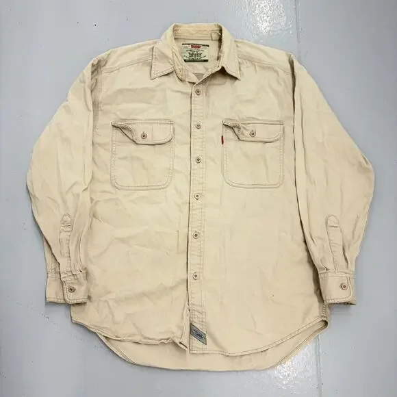 Vintage 90s Levi's Cream Canvas Cotton Shirt