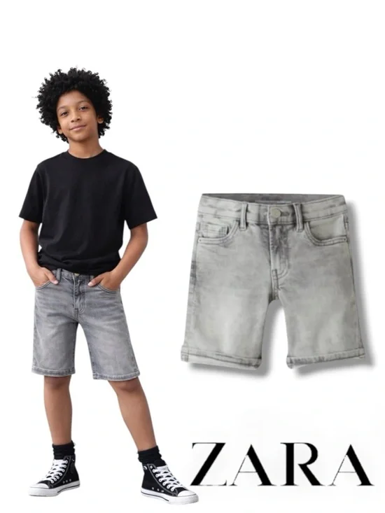 ZARA Boys Gray Straight Fit Denim Shorts NWT Size 9