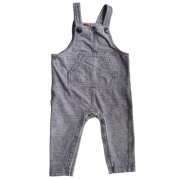 Tea Collection Blue Knit Overalls Romper 12-18M Coastal Kid Grandad‎ Style Cute
