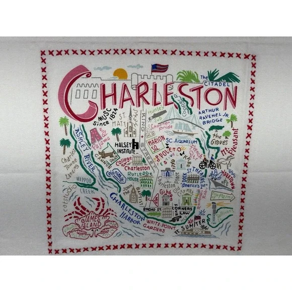 Catstudio Charleston SC Dish Kitchen Tea Towel With Keepsake Envelope Souvenir