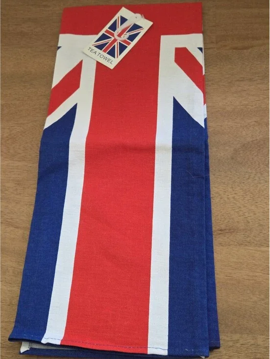 Union Jack British Flag Tea Towel Kitchen Dish Towel Red White Blue New