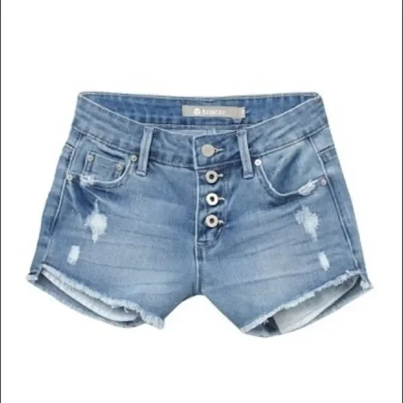 Tractr High Waist Button Up Shorts Big Girls Sz 16