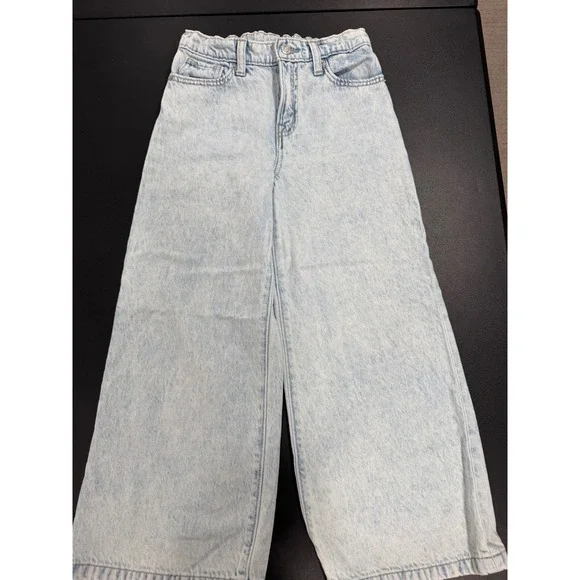 Gap Kids Girls Blue High Stride Ankle Jeans Acid Wash Wide Leg Size 12 High Rise
