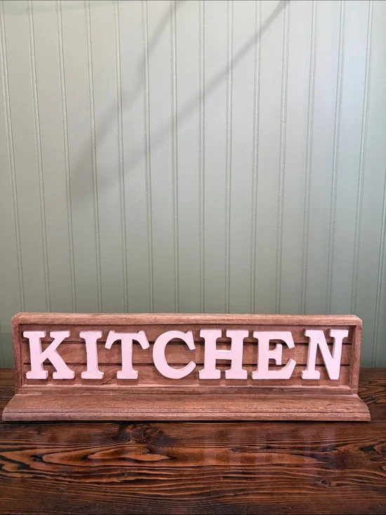 Wooden KITCHEN Sign with White Letters