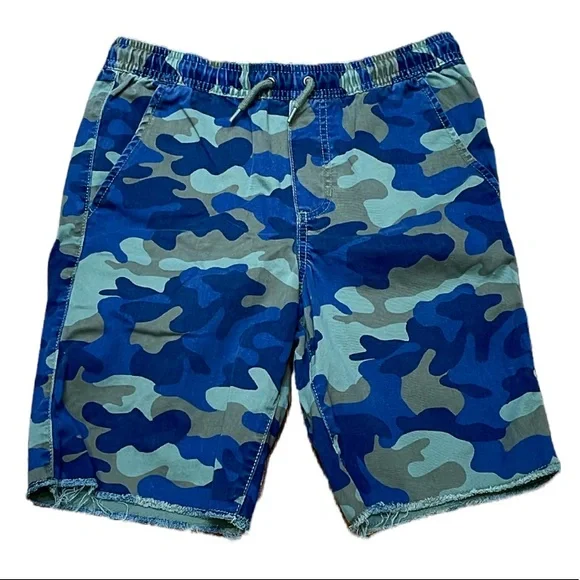 Gap Kids boys blue green camo print shorts size XXL