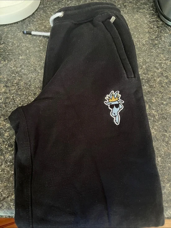 Kids Black Fleece Jogger Pants with Crown GOAT