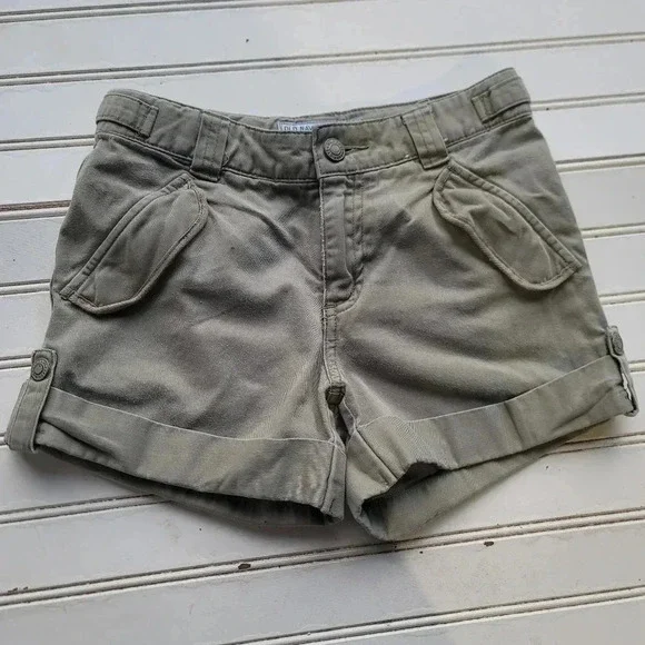 Girl 8 Old Navy Sage Green Cargo Pocket Adj. Waist Rolled Cuff Summer Shorts