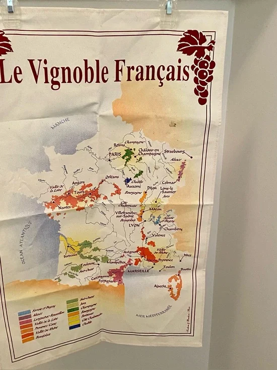 Tea Towei - Le Vignoble Français Map Tea Towel - Multicolor
