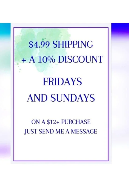 $4.99 Shipping on Fridays and Sundays