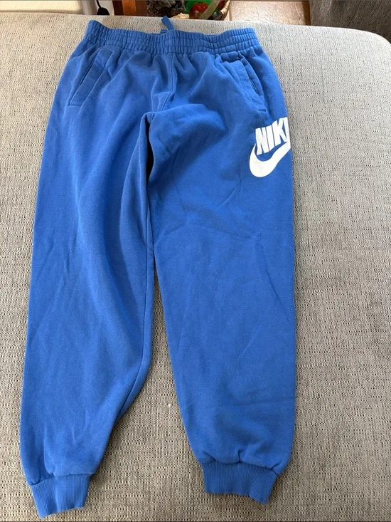 Nike Kids Royal Blue Fleece Joggers with White Logo