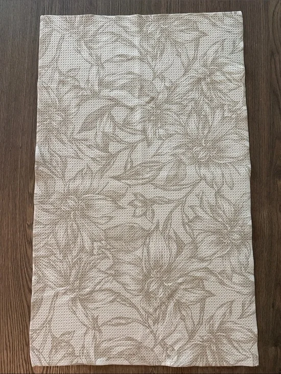 Geometry Kitchen Tea Towel Alba Farmhouse Dish Towel Neutral Floral Beige