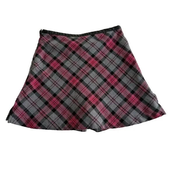 Y2K Girl's Northcrest Mini Skirt Skort Pink Black Gray Tartan Plaid School Sz 8