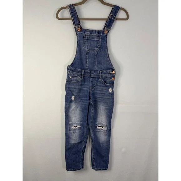 Abercrombie Kids Denim Overalls Kids Blue Distressed Stretch Medium Wash‎