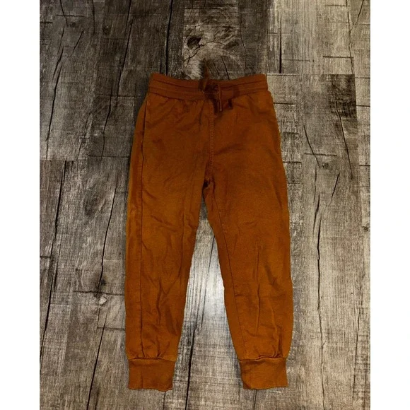 HM Kids Rust Brown Cotton Joggers Pants Size 5T‎ Drawstring Elastic Waist